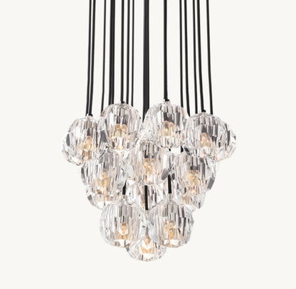 BOULE DE CRISTAL CLEAR GLASS ROUND CLUSTER CHANDELIER 19"
