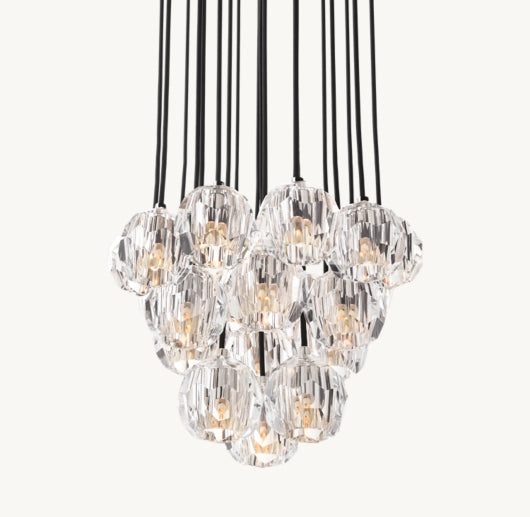 BOULE DE CRISTAL CLEAR GLASS ROUND CLUSTER CHANDELIER 19"