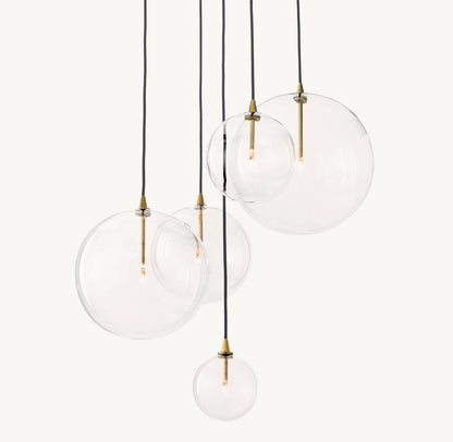 GLASS GLOBE MOBILE CLUSTER CHANDELIER 28"