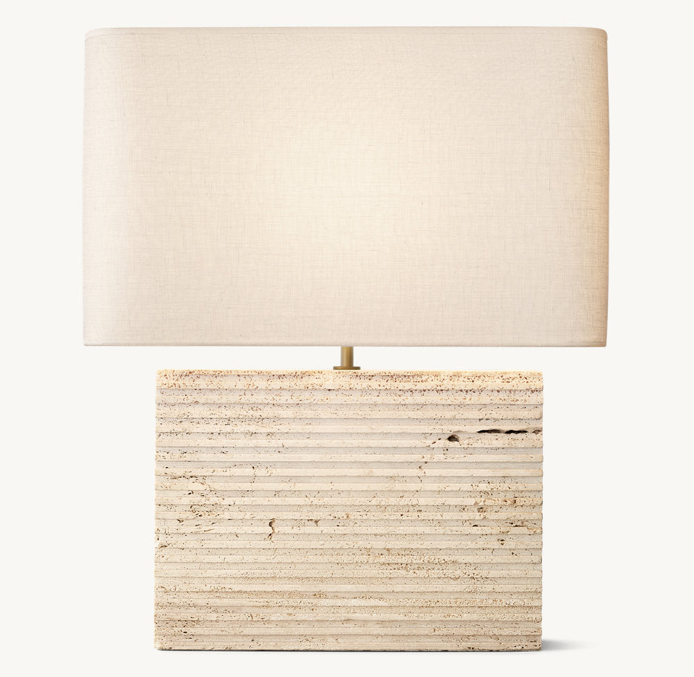 TALLADO CLASSICO TRAVERTINE WIDE RECTANGULAR TABLE LAMP