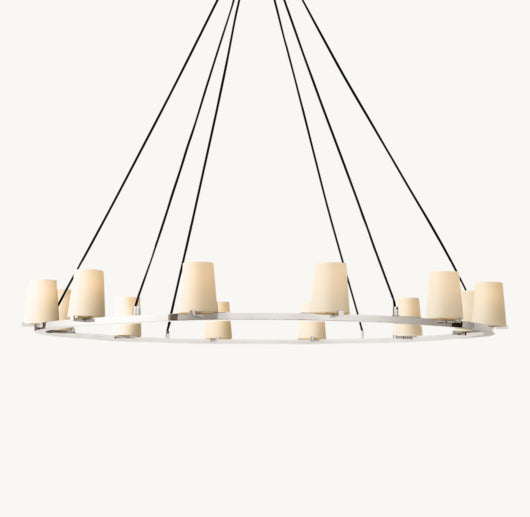 PAUILLAC FABRIC SHADE ROUND CHANDELIER 60"