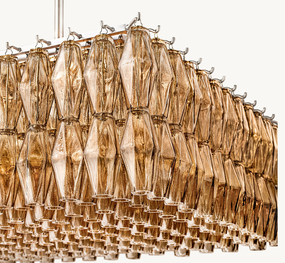 CHIARA SMOKE GLASS RECTANGULAR CHANDELIER 54"