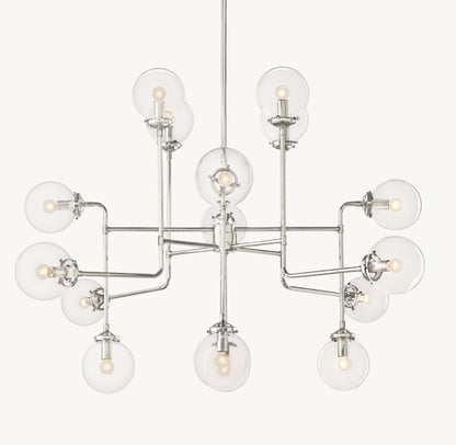 BISTRO GLOBE CLEAR GLASS CHANDELIER 56"