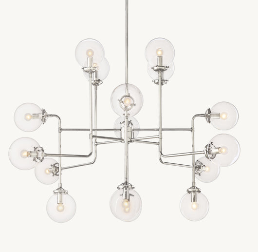 BISTRO GLOBE CLEAR GLASS CHANDELIER 56"