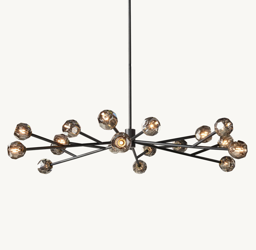 BOULE DE CRISTAL SMOKE GLASS ROUND CHANDELIER 72"