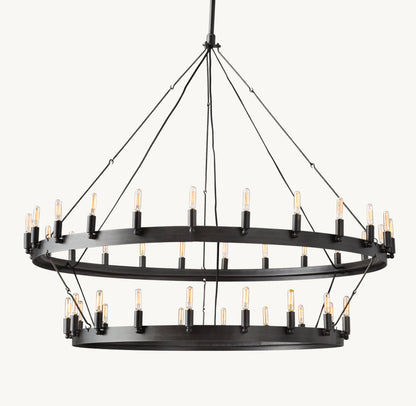CAMINO VINTAGE FILAMENT TWO-TIER CHANDELIER 50"