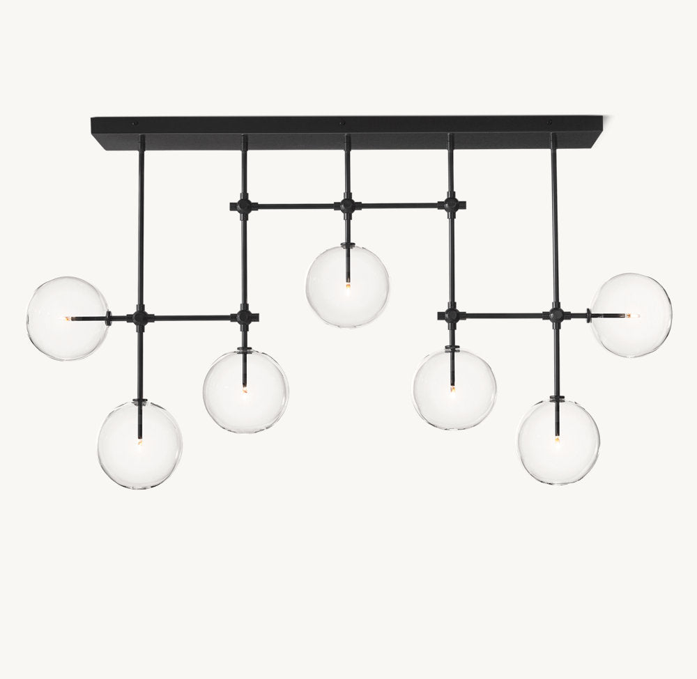 GLASS GLOBE MOBILE LINEAR CHANDELIER 60"