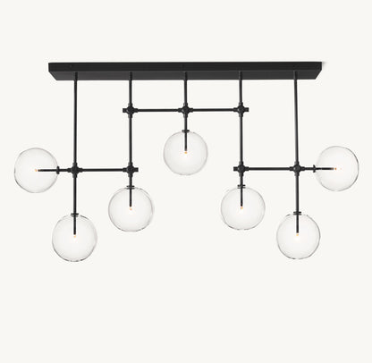 GLASS GLOBE MOBILE LINEAR CHANDELIER 60"
