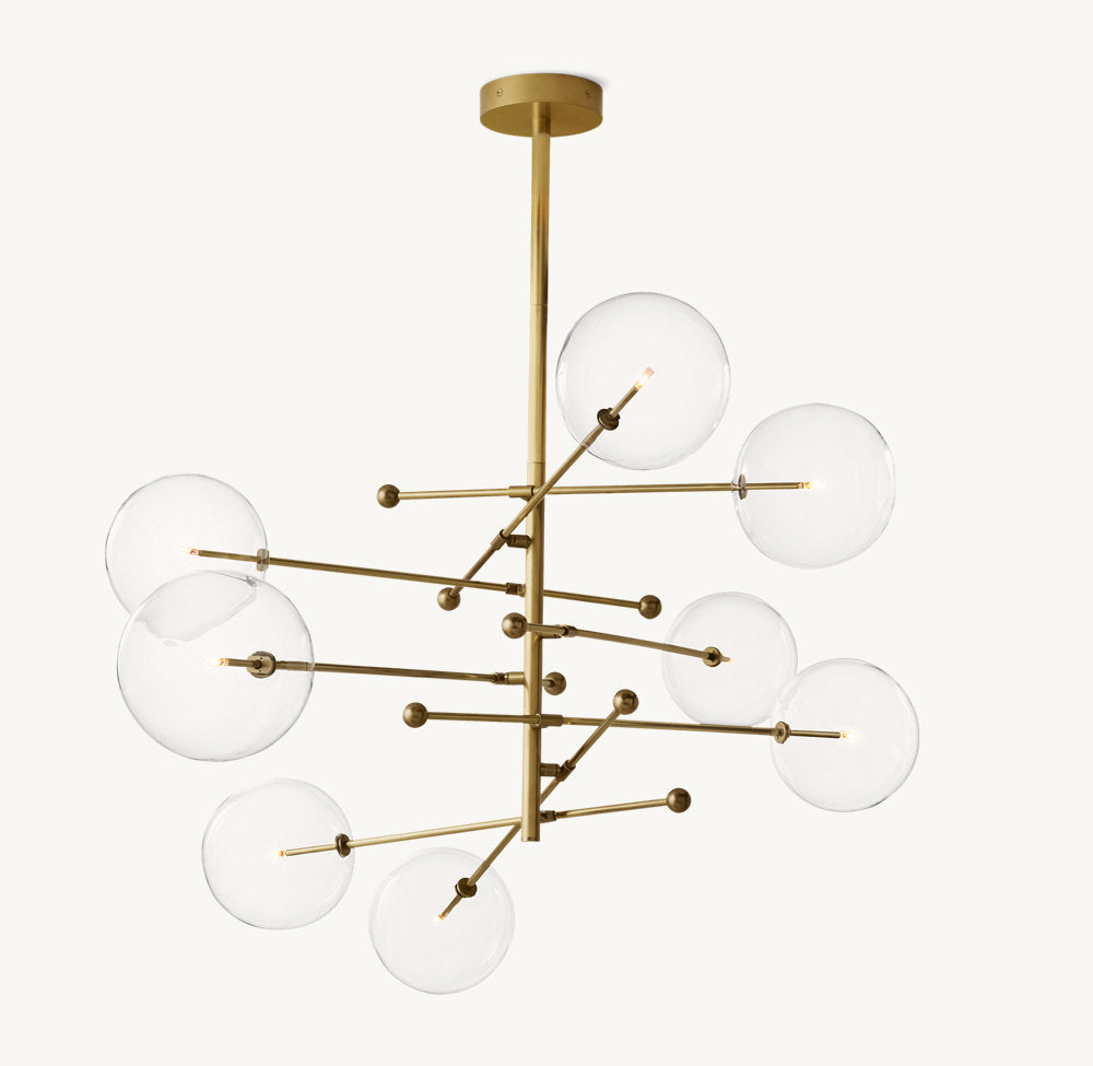 GLASS GLOBE MOBILE EIGHT-ARM CHANDELIER 79"