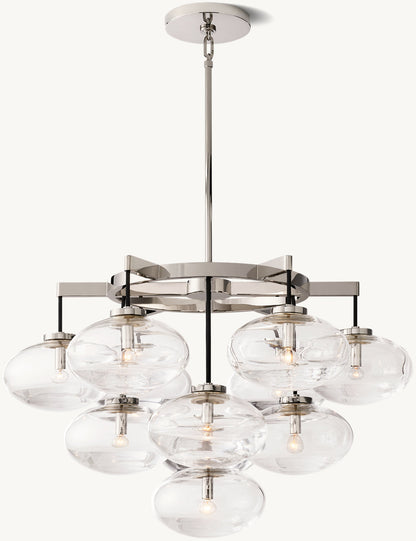 CABRETTE CLEAR GLASS ROUND CHANDELIER 36"