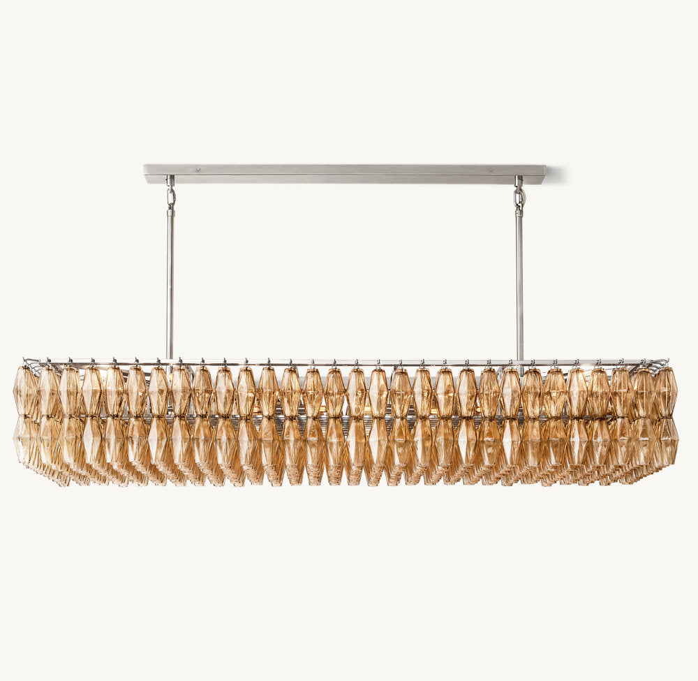 CHIARA SMOKE GLASS RECTANGULAR CHANDELIER 74"