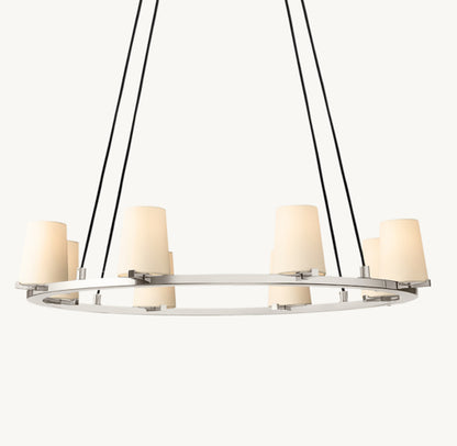 PAUILLAC FABRIC SHADE ROUND CHANDELIER 36"