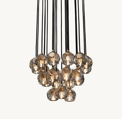 BOULE DE CRISTAL SMOKE GLASS ROUND CLUSTER CHANDELIER 24"