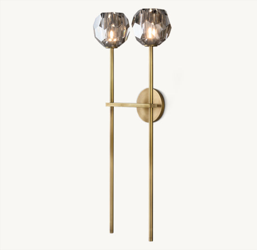 BOULE DE CRISTAL SMOKE GLASS GRAND DOUBLE SCONCE