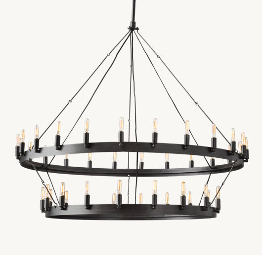 CAMINO VINTAGE FILAMENT TWO-TIER CHANDELIER 50"