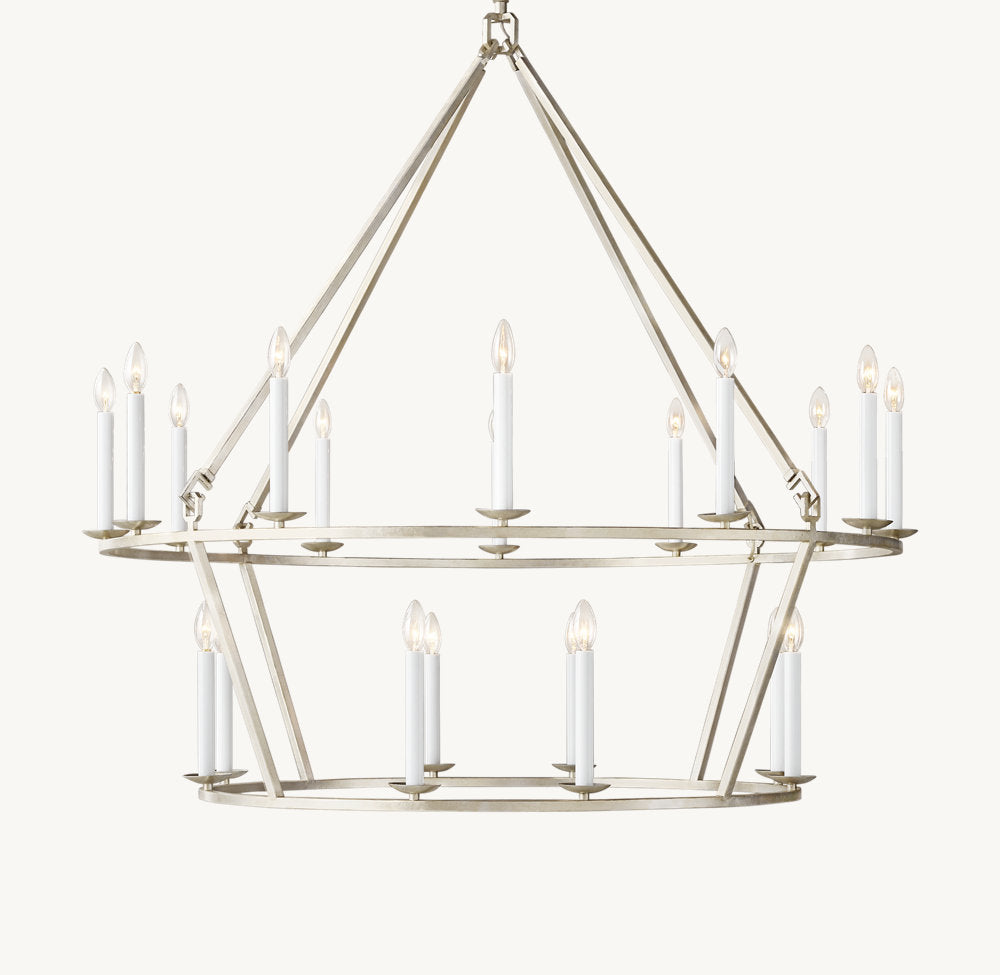 19TH C. ENGLISH OPENWORK TWO-TIER ROUND CHANDELIER 50"