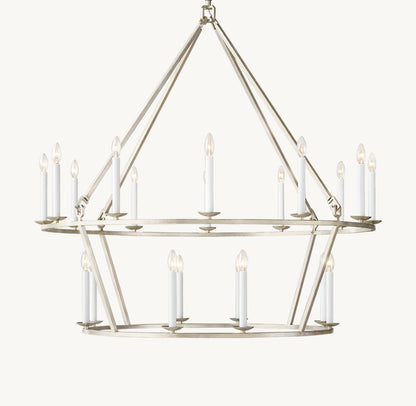 19TH C. ENGLISH OPENWORK TWO-TIER ROUND CHANDELIER 50"