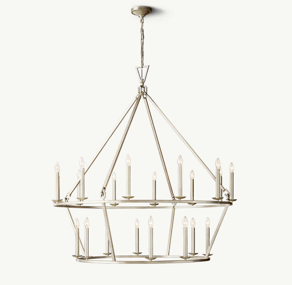 19TH C. ENGLISH OPENWORK TWO-TIER ROUND CHANDELIER 50"