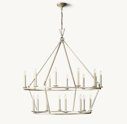 19TH C. ENGLISH OPENWORK TWO-TIER ROUND CHANDELIER 50"