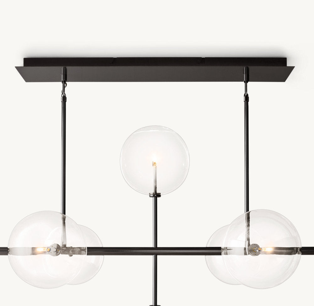 GLASS GLOBE MOBILE LINEAR CHANDELIER