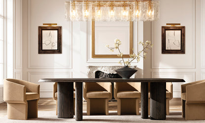 LATTICE CLEAR GLASS RECTANGULAR CHANDELIER 49"