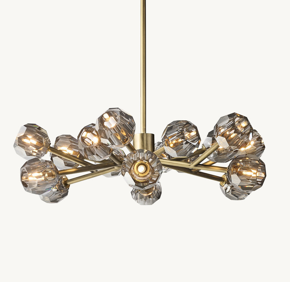 BOULE DE CRISTAL SMOKE GLASS ROUND CHANDELIER 36"