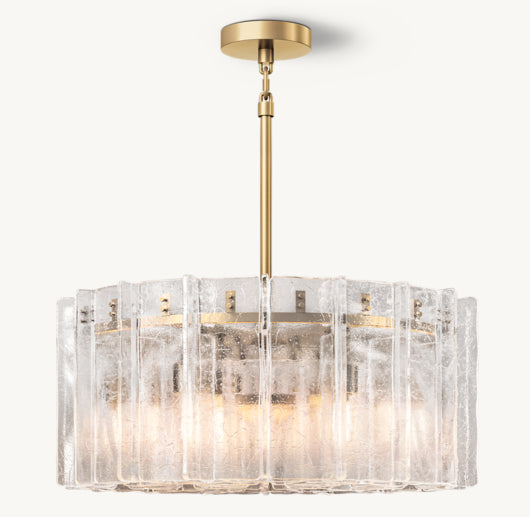 LATTICE CLEAR GLASS ROUND CHANDELIER 37"