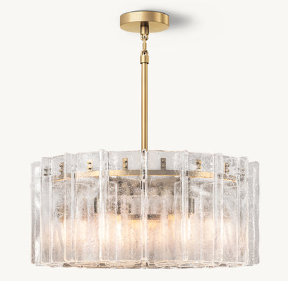 LATTICE CLEAR GLASS ROUND CHANDELIER 37"