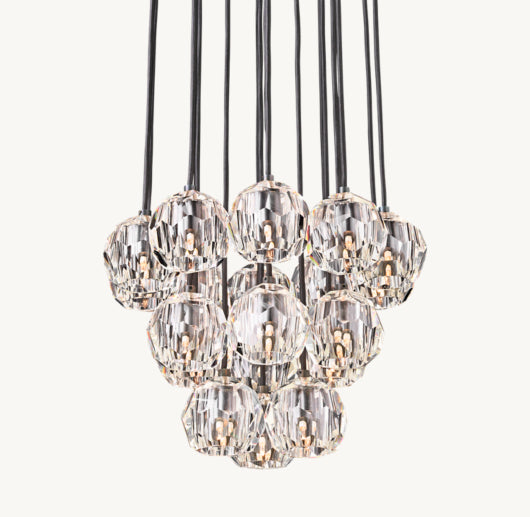 BOULE DE CRISTAL CLEAR GLASS ROUND CLUSTER CHANDELIER 19"