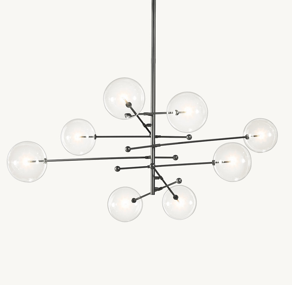 GLASS GLOBE MOBILE EIGHT-ARM CHANDELIER 79"