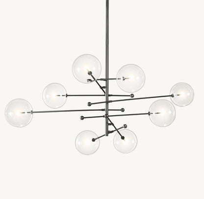 GLASS GLOBE MOBILE EIGHT-ARM CHANDELIER 79"