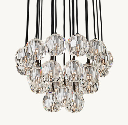 BOULE DE CRISTAL CLEAR GLASS ROUND CLUSTER CHANDELIER 24"
