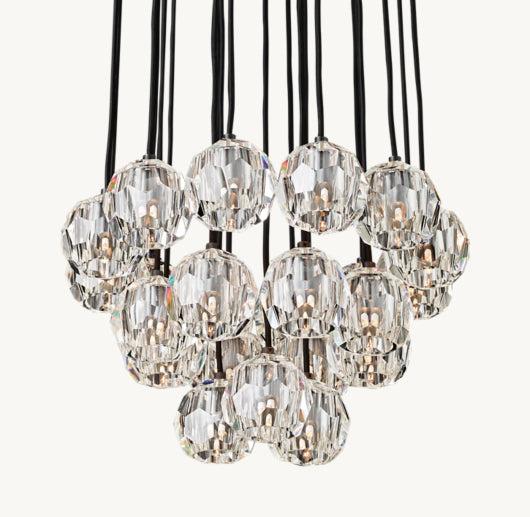 BOULE DE CRISTAL CLEAR GLASS ROUND CLUSTER CHANDELIER 24"