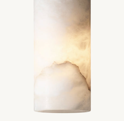 HAND-CARVED ALABASTER CYLINDER PENDANT 12"
