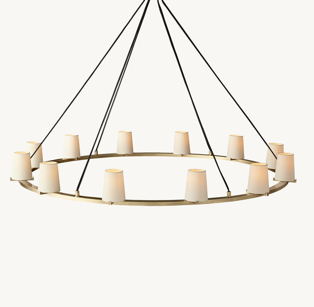 PAUILLAC FABRIC SHADE ROUND CHANDELIER 60"