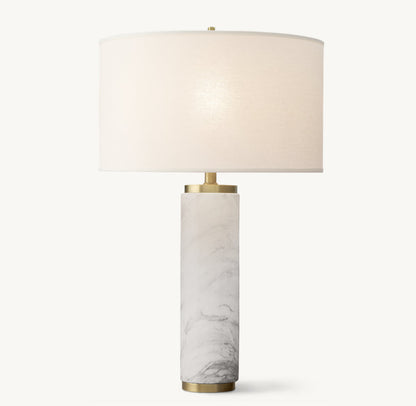 CYLINDRICAL COLUMN MARBLE TABLE LAMP