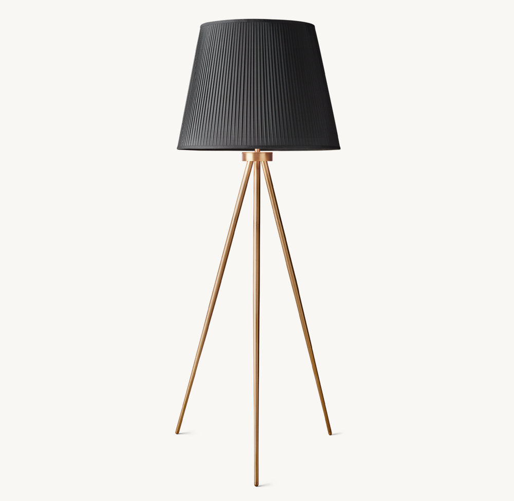 REED BLACK PLEATED SILK SHADE FLOOR LAMP