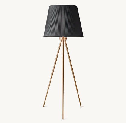 REED BLACK PLEATED SILK SHADE FLOOR LAMP