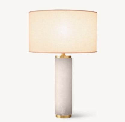 CYLINDRICAL COLUMN ALABASTER TABLE LAMP