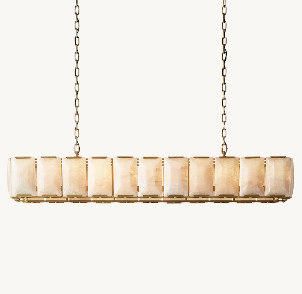HARLOW CALCITE RECTANGULAR CHANDELIER 74"