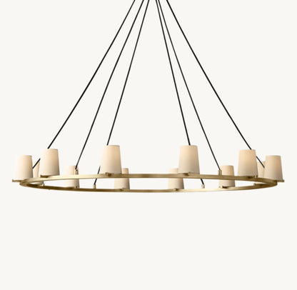 PAUILLAC FABRIC SHADE ROUND CHANDELIER 60"