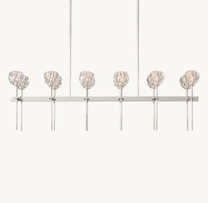 BOULE DE CRISTAL CLEAR GLASS DOUBLE LINEAR CHANDELIER 60"