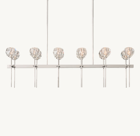 BOULE DE CRISTAL CLEAR GLASS DOUBLE LINEAR CHANDELIER 60"