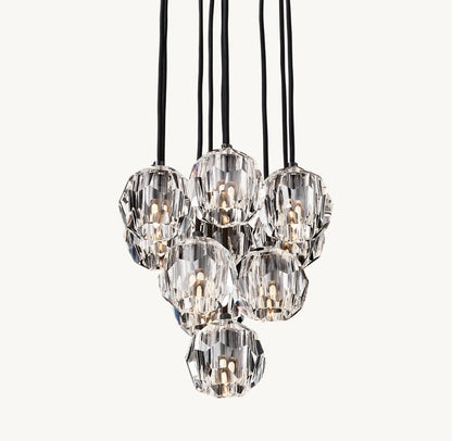 BOULE DE CRISTAL CLEAR GLASS ROUND CLUSTER CHANDELIER 14"
