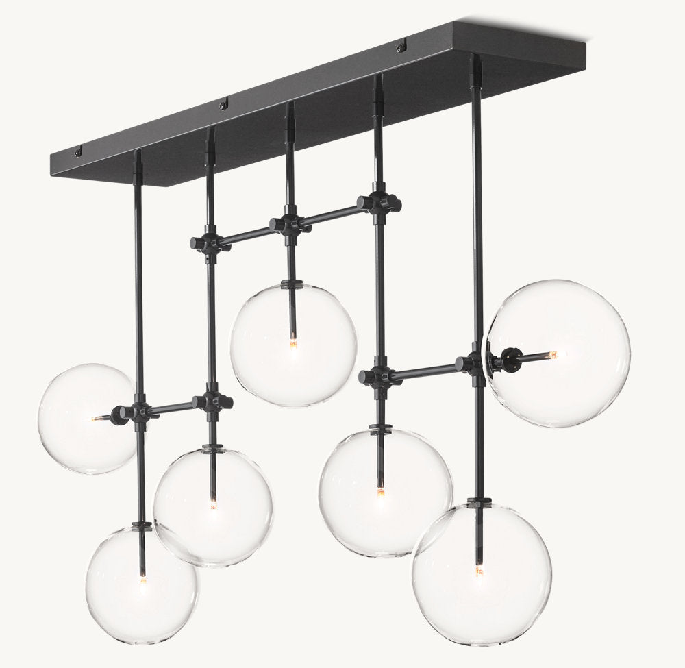 GLASS GLOBE MOBILE LINEAR CHANDELIER 60"