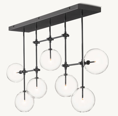 GLASS GLOBE MOBILE LINEAR CHANDELIER 60"