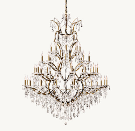 19TH C. ROCOCO IRON & CRYSTAL ROUND CHANDELIER 60"