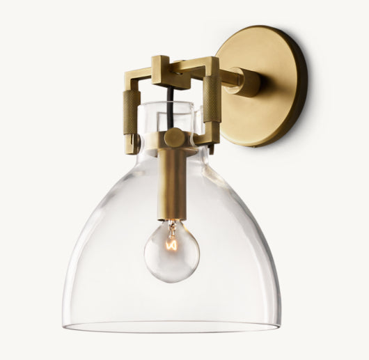 MACHINIST GLASS CLOCHE SCONCE 8"