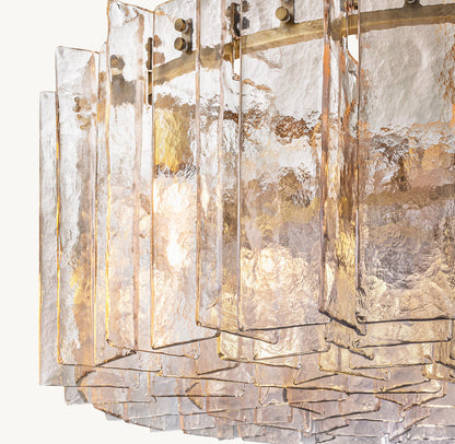 LATTICE CLEAR GLASS ROUND CHANDELIER 48"