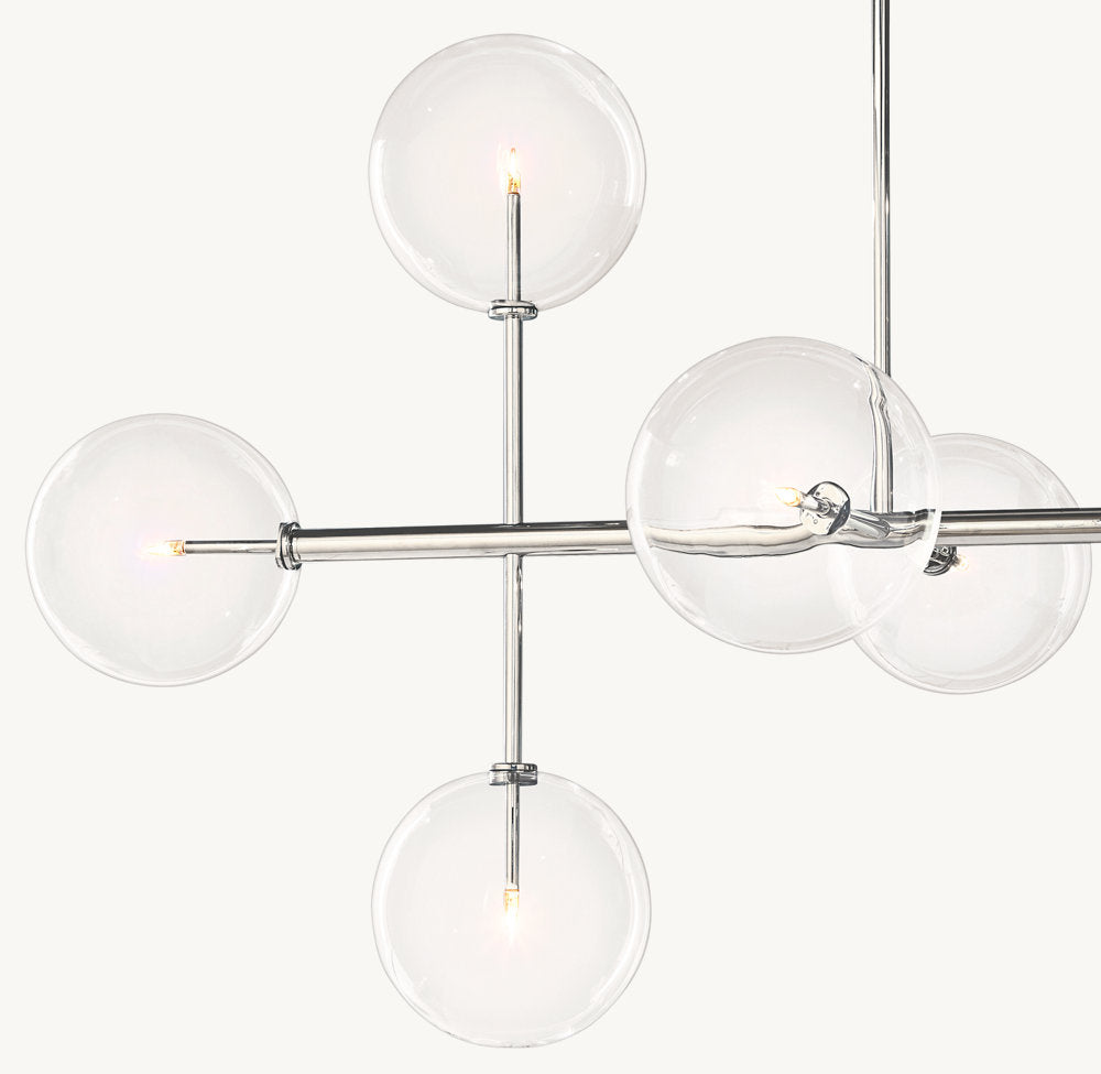 GLASS GLOBE MOBILE LINEAR CHANDELIER